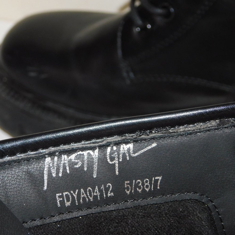 Nasty Gal Lace Up Black Combat Moto Boots Size 7 - Picture 10 of 12